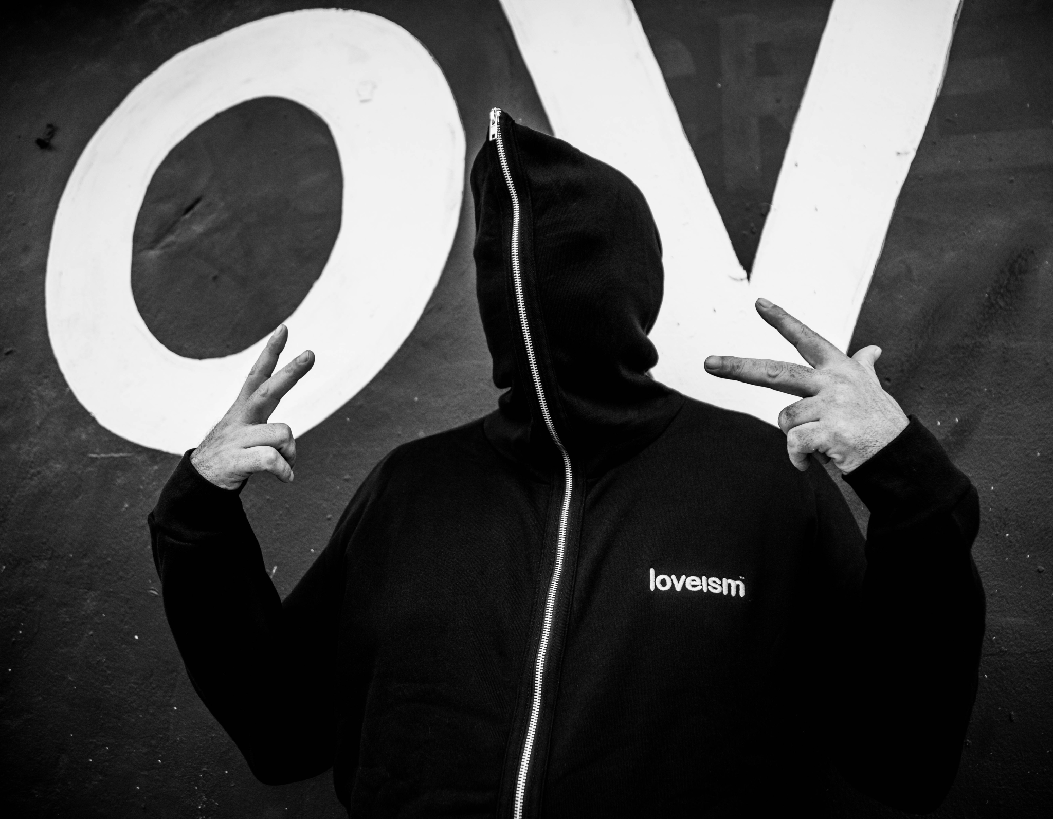 Ultra-Soft Classic Embroidered Loveism Full-Zip Hoodie (Black) - loveism official